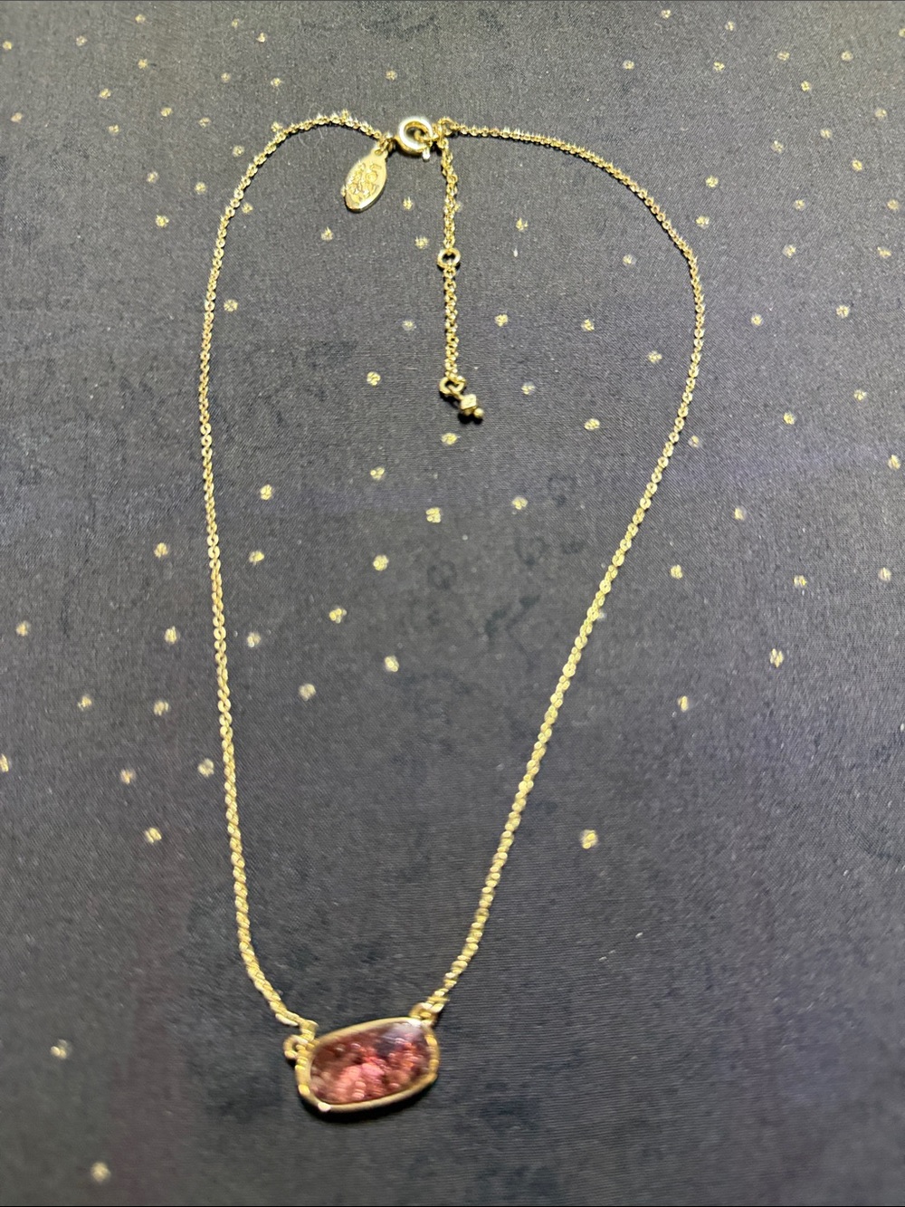 LOFT Gold Necklace with Pink Gem Pendant